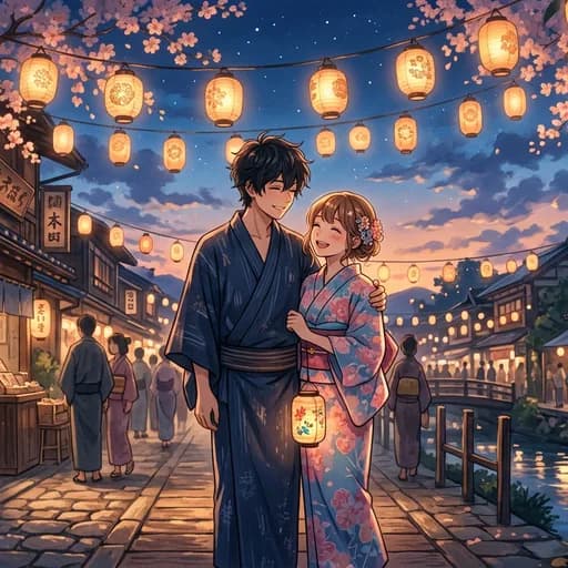Dreamy Anime Couples AI style example