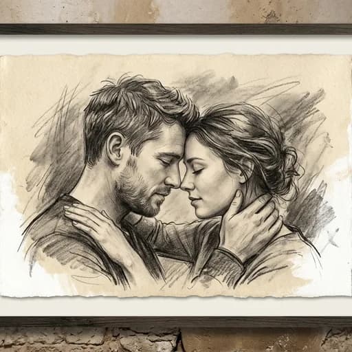 Charcoal Portrait couple portrait style, an AI wedding gift made from the couple’s own photo